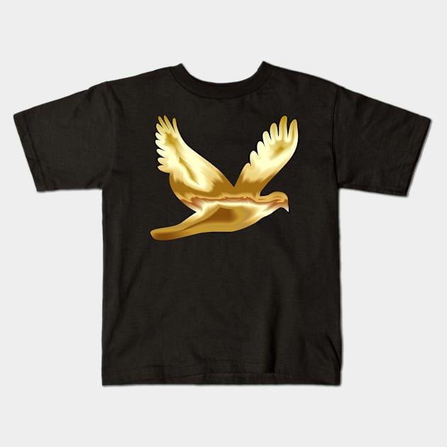 Cute, Lovely and Elegant Golden Dove Bird Kids T-Shirt by Normo Apparel